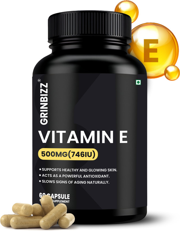 grinbizz Vitamin E Antioxidant Formula for Healthy Skin & Hair(Pack of 2, 120 Capsules)