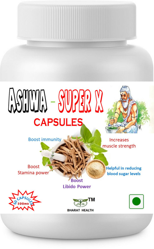 BHARAT HEALTH ASHWA SUPER X 60 VEG CAPSULE PACK OF ONE(60 Capsules)