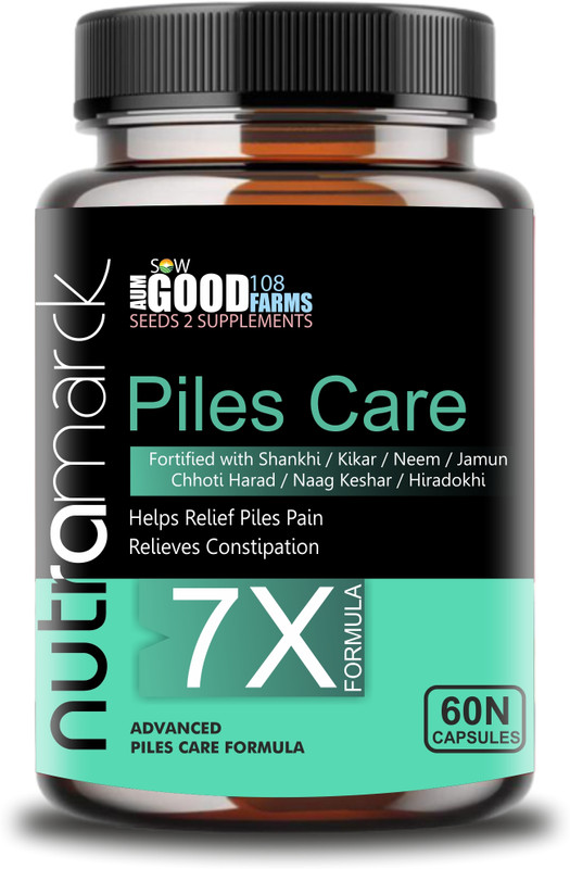 NUTRAMARCK Piles Care 7X Capsules | Relieves Piles & Hemorrhoid Discomfort |Herbal Formula(60 Capsules)