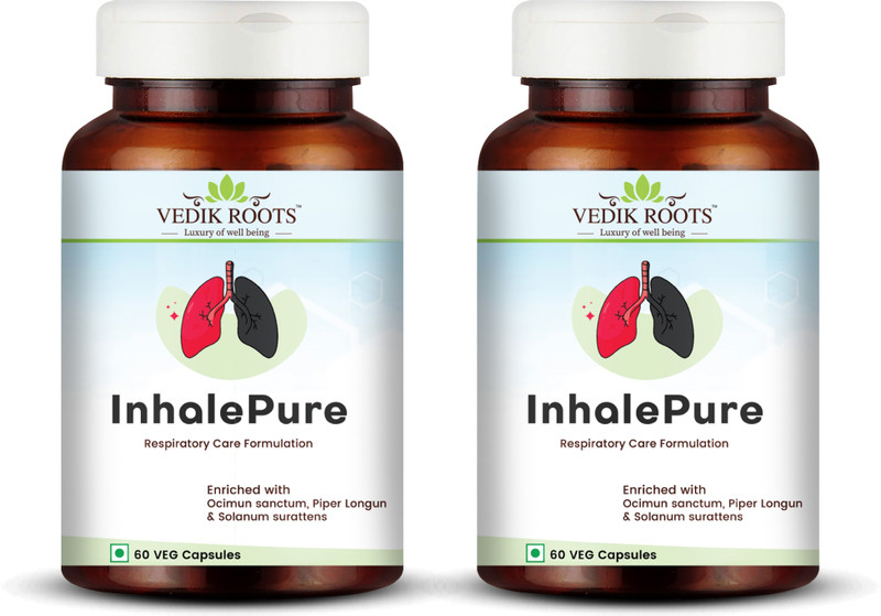 Vedikroots InhalePure | For Healthy Respiratory System, Throat Infections |60 Veg Capsules(Pack of 2, 120 Capsules)