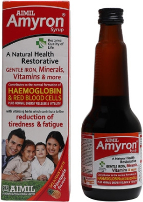 Dr. Chhabra's Nutritioniest Recommending - AMYRON Syrup - Ayurvedic Iron Supplement - By Aimil(Pack of 2, 200 ml)