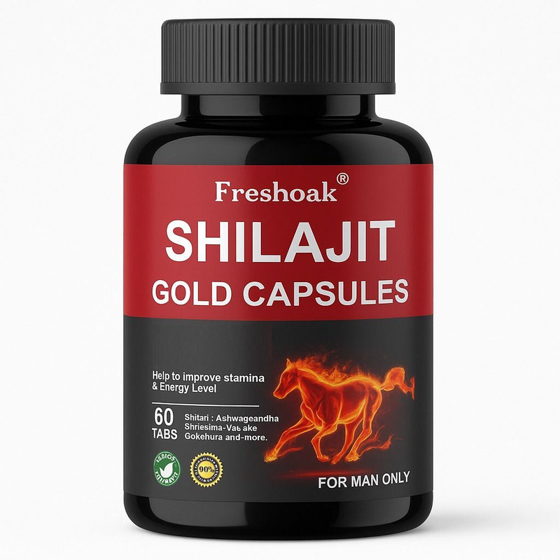 freshoak Shilajit Gold Capsules | With Powerfull Ingredients | 60 nos(60 Capsules)