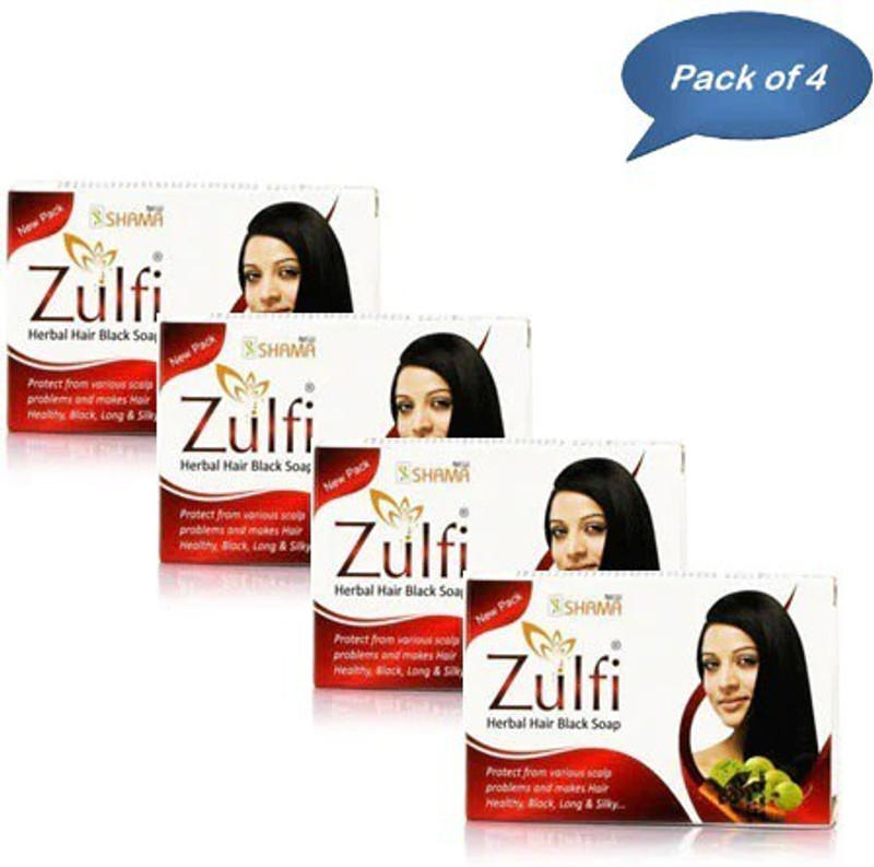 New Shama Zulfi Herbal Hair Black Soap 75gm Each (PACK OF 5)(Pack of 5, 75 g)