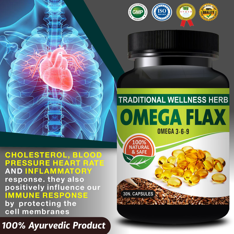 Sabates Omega Flax | Ayurvedic Wellness Improves Immunity Heart Brain Overall Health(30 Capsules)