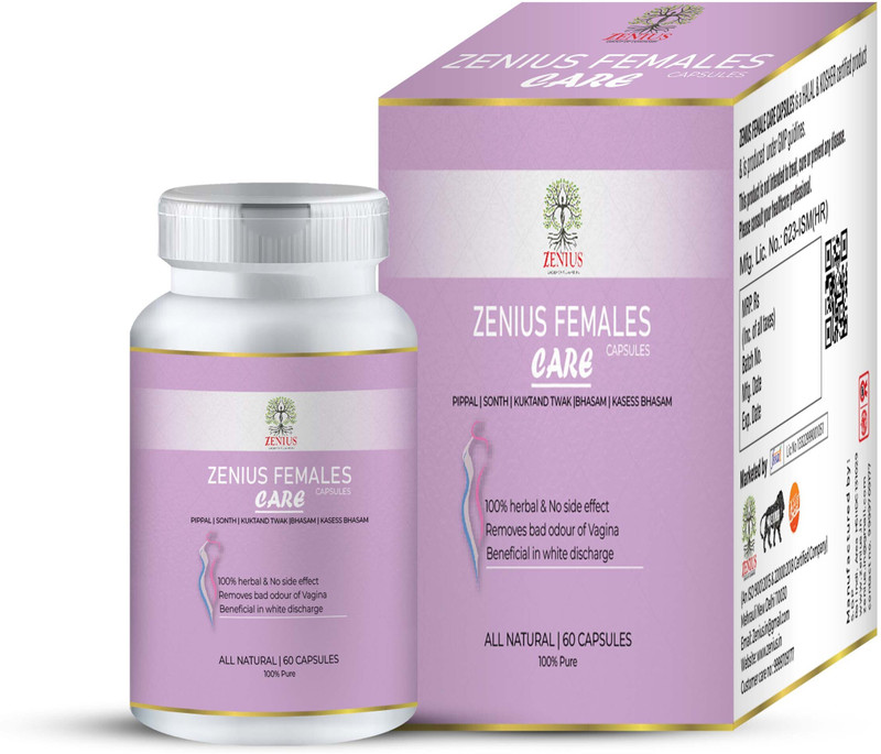 Zenius Females Care Capsules for Leucorrhoea, Periods & White Discharge Medicine(60 Capsules)