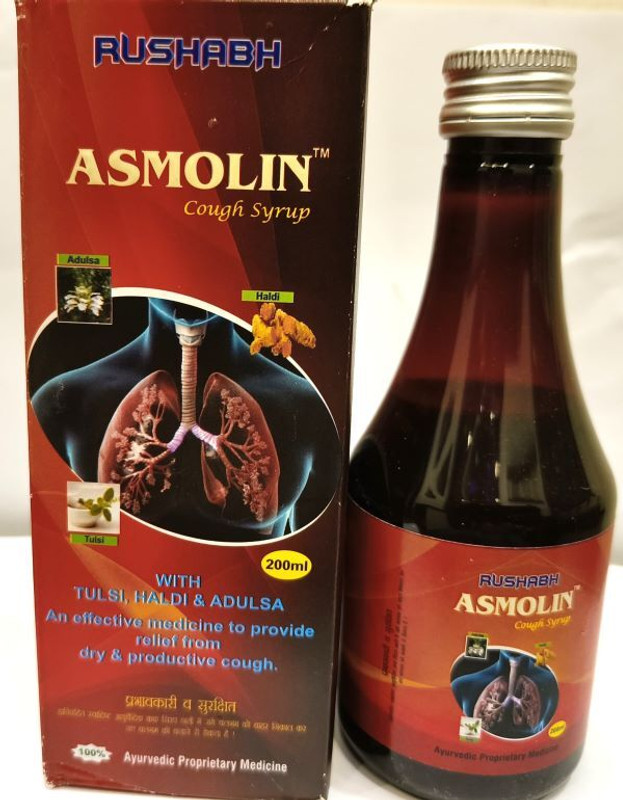 Rushabh Gaharwar Ayurvedic ASMOLIN Cough Syrup With Tulsi ,Haldi &Ausa 2x200ml(Pack of 2, 400 ml)
