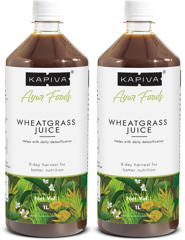 Kapiva Wheatgrass Juice 1L| Ayurvedic Juice for Detoxification | High Chlorophyll(Pack of 2, 2 L)
