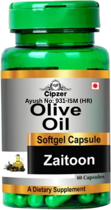 CIPZER OliveOil Softgel Capsulesfor Heart Health, Skin &Hair Support|Original Olive Oil(60 Capsules)