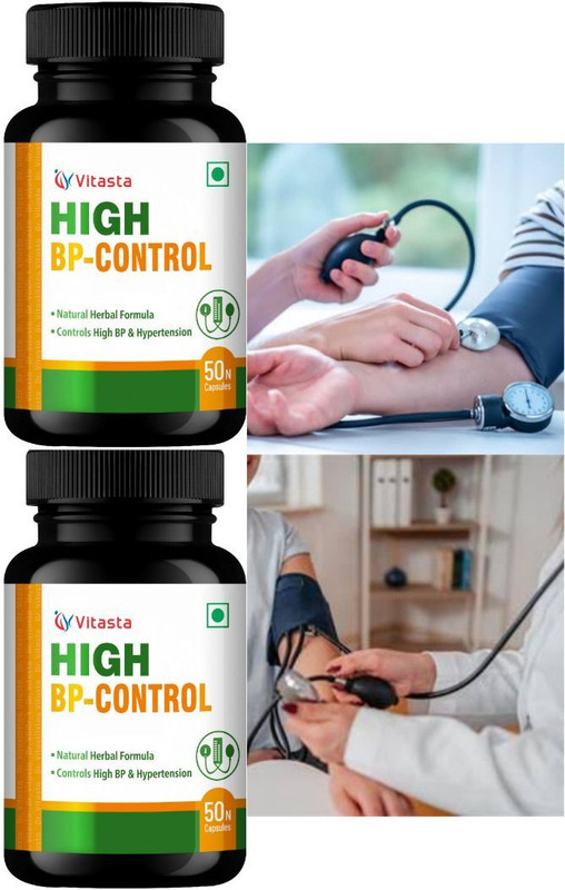 VITASTA High bp care,Ayurvedic Medicines for High Blood Pressure and Hyper Tension(Pack of 2, 100 Capsules)
