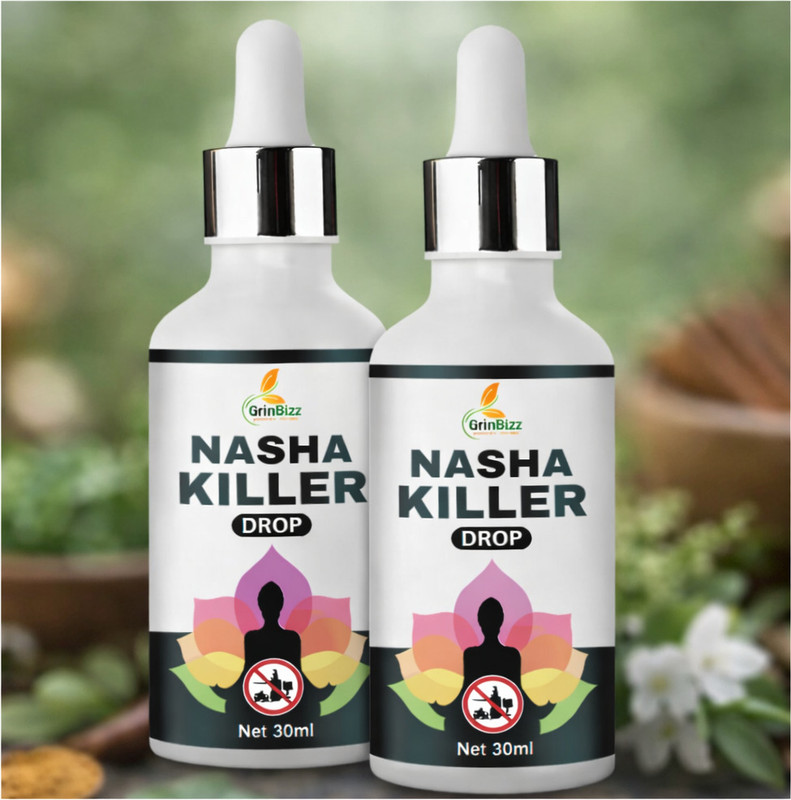 grinbizz Nasha Killer Drop|Sharab Band Dava|Tobaccoban|Nasha Free Dava(Pack of 2, 60 ml)