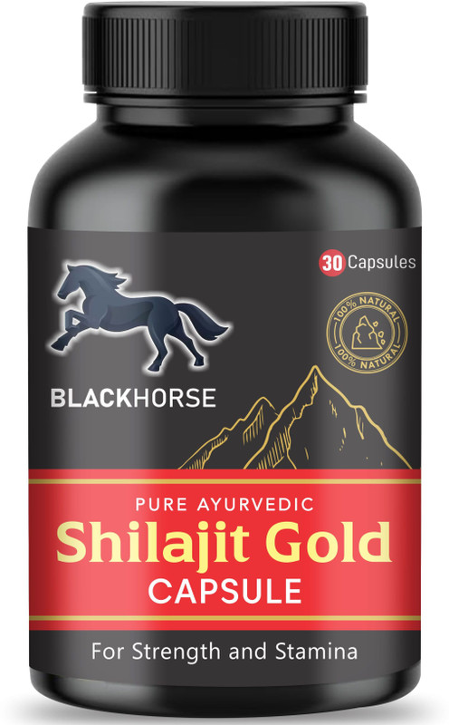 Blackhorse 100% Pure Shilajit I 30 Capsules I Enhances Stamina, Energy, and Power(30 Capsules)