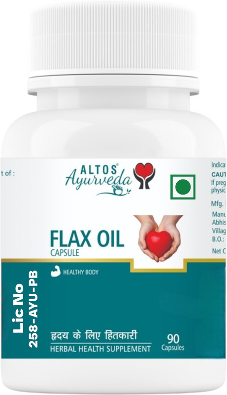 ALTOS Ayurveda Flax Oil Capsules - Omega-3 Health Supplement - for Heart, Joint Care(90 Capsules)