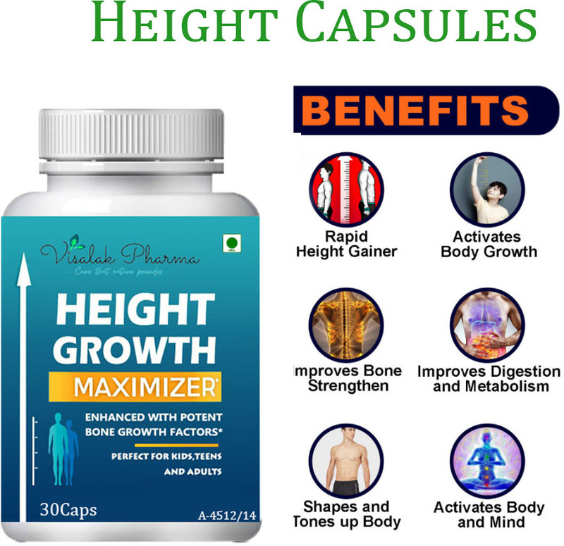 visalak pharma Height Growth cap-sules Herbal Height cap-sules-100% Natural & Pure(30 Capsules)
