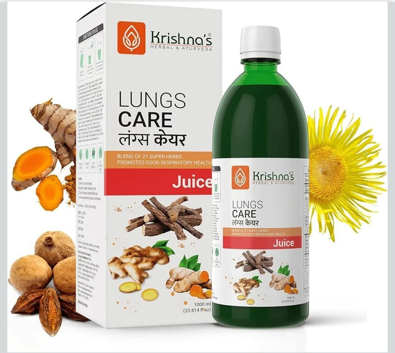 Krishna Herbal Lungs Care juice,Blend of 21 herbs, supports Respiratory system 1000ml(1 kg)