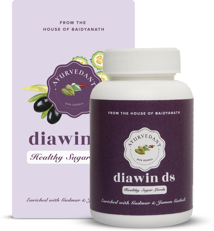 Baidyanath Ayurvedant Diawin DS, 60Tab, Healthy Sugar Levels, Helpful for Diabetics, Gudmar(60 Tablets)