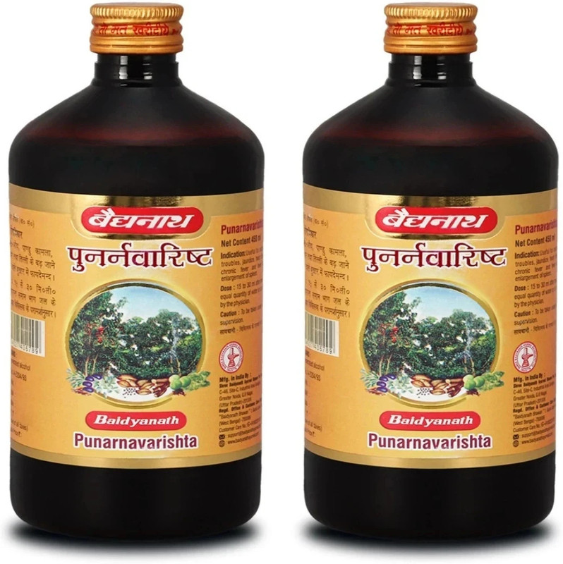 Baidyanath Punarnavarishta |Useful in Liver Problems & Kidney Disorders, help to Relief from all kinds of Body Pains | Help in skin diseases & Also helps in the formation of urine | 900 ML(Pack of 2, 900 ml)