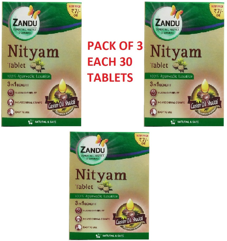 ZANDU Nityam Ayurvedic Laxative 3x 30 Tablets(Pack of 3, 90 Tablets)