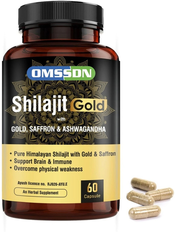 OMSSDN Mens Energy & Stamina Booster Capsule with Shila jit Gold & Saffron(60 Capsules)