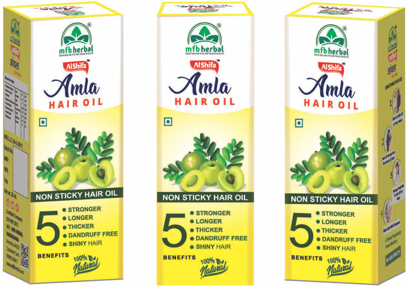 Alshifa Amla Hair Oil - For Stronger, Longer & Thicker Hair, Rich In Vitamin C(Pack of 3, 300 ml)