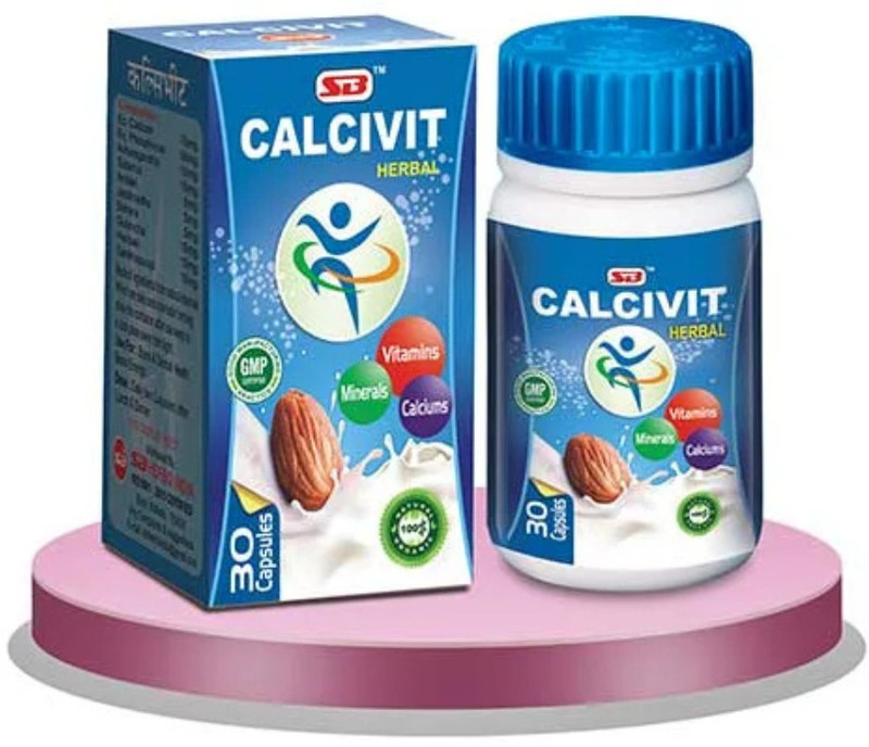 SB HERBO Ayurvedic Calcivit Capsule | Vitamin & Calciums Supplement | Bone Health(30 Capsules)