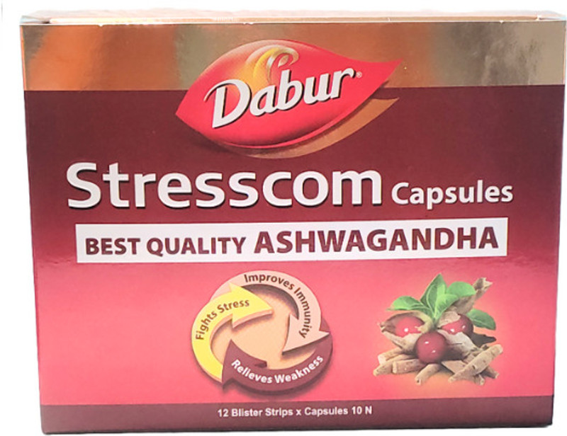 Dabur Stresscom Ashwagandha 12 Strips X 10 Capsules(Pack of 12, 120 Capsules)