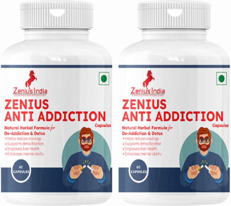 Zenius Anti Addiction Capsule Natural Way to Stop Alcohol , Drinking & Smoking(Pack of 2, 60 Capsules)