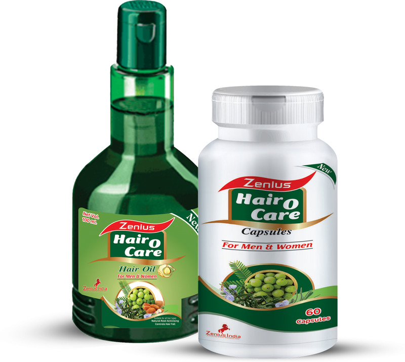 Zenius Hair O Care Combo | DHT Blocker with Biotin, Helps Reduce Hair Fall(60 Capsules, 100 ml)