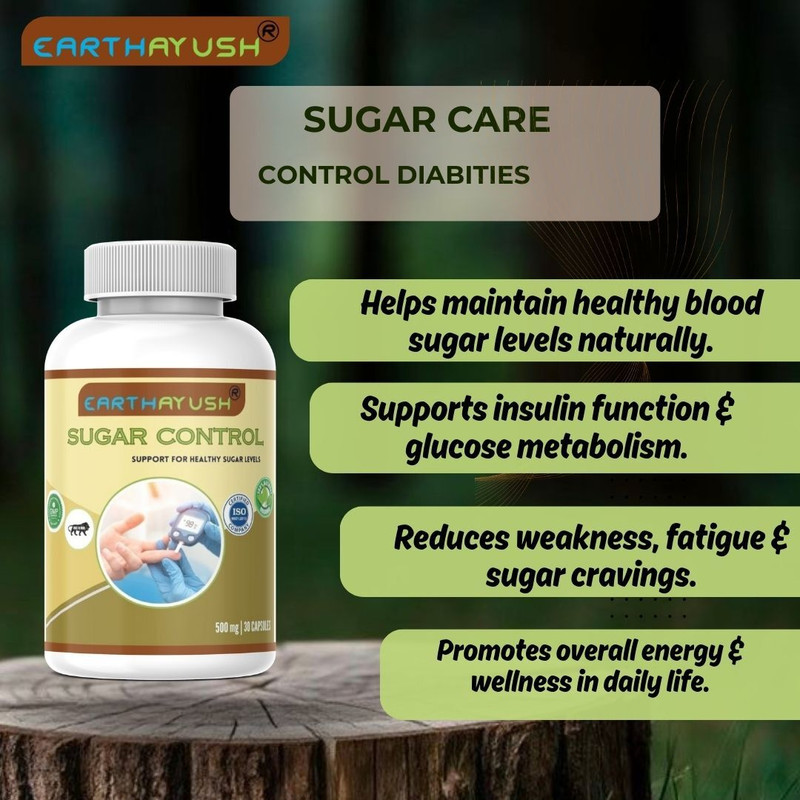earthayush Sugar Control , Support for healthy sugar levels 15 capsule pack of 1(15 Capsules)