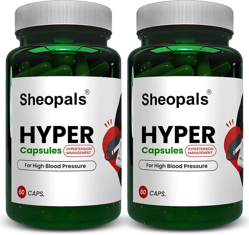 Sheopals Hyper Ayurvedic Capsule With Cinnamon, Brahmi & More For Managing Blood Pressure(Pack of 2, 120 Capsules)