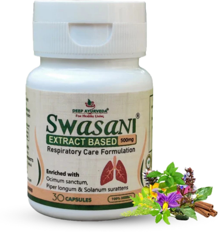 Deep Ayurveda Swasani Respiratory Care Capsules For Cold & Cough, Chest & Throat Congestion(30 Capsules)