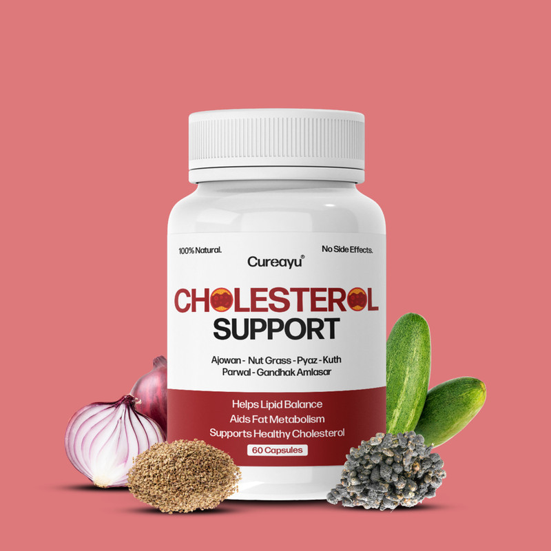 Cureayu Cholesterol Support Capsules | Ayurvedic Lipid & Heart Health Support(60 Capsules)