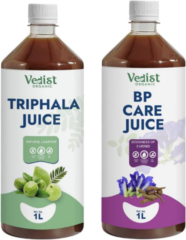 Vedist Organic Vedist Triphala 100g & BP Care Juice 1L | Heart & Detox Support(1300 g)