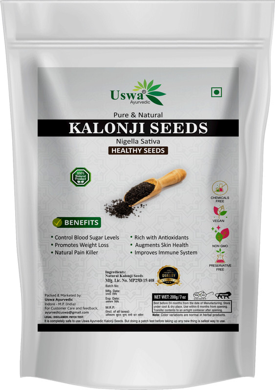 Uswa Ayurvedic Natural Kalonji Seeds for Hair & Immunity, Black Cumin, Health Benefits(200 g)