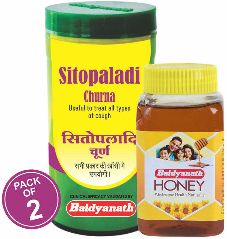 Baidyanath Sitopaladi Churna 60 g (Pack Of 2) + Honey 500 g(Pack of 2, 560 g)