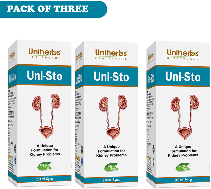 Uniherbs Uni Sto Ayurvedic Medicine Kidney Stone Syrup| Helps Strengthen Kidneys Health(Pack of 4, 800 ml)