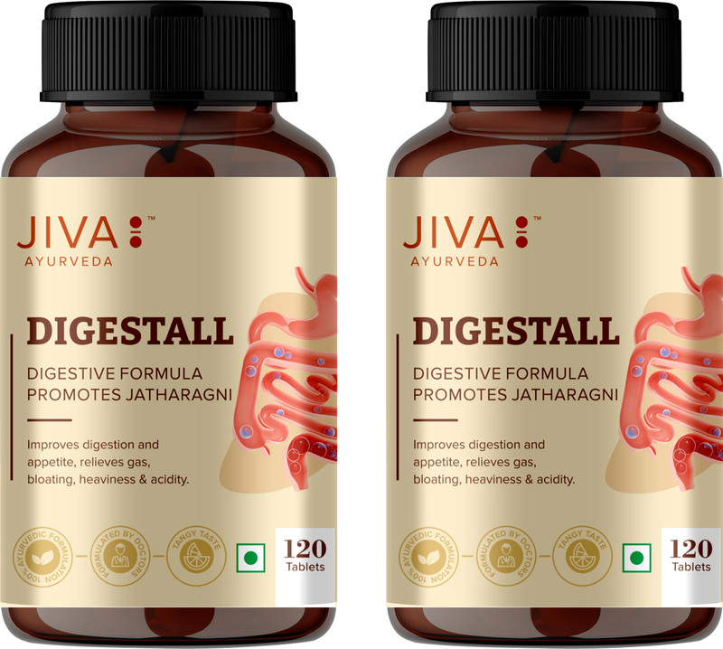 JIVA Digestall Tablets - Relief from Indigestion and Gastric Problems - 120 Tablets Each - Pack of 2(Pack of 2, 240 Tablets)