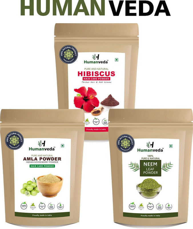 Humanveda Pure Herbal Amla, Bhringraj & Hibiscus Powder For Hair Treatment 100g Pack of 3(Pack of 3, 300 g)