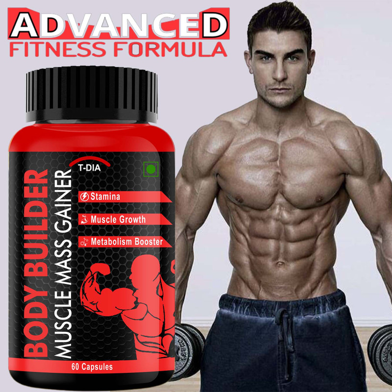 T-DIA Body Builder Capsules, Muscle Gain Capsule, Weight Gain Supplement, Mass Gainer(60 Capsules)