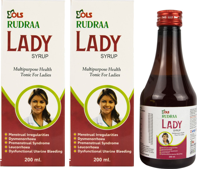 Rudraa Lady Syrup|Multipurpose Tonic for Ladies|Menstrual Problem|Leucorrhoea(Pack of 2, 200 ml, 200 ml)