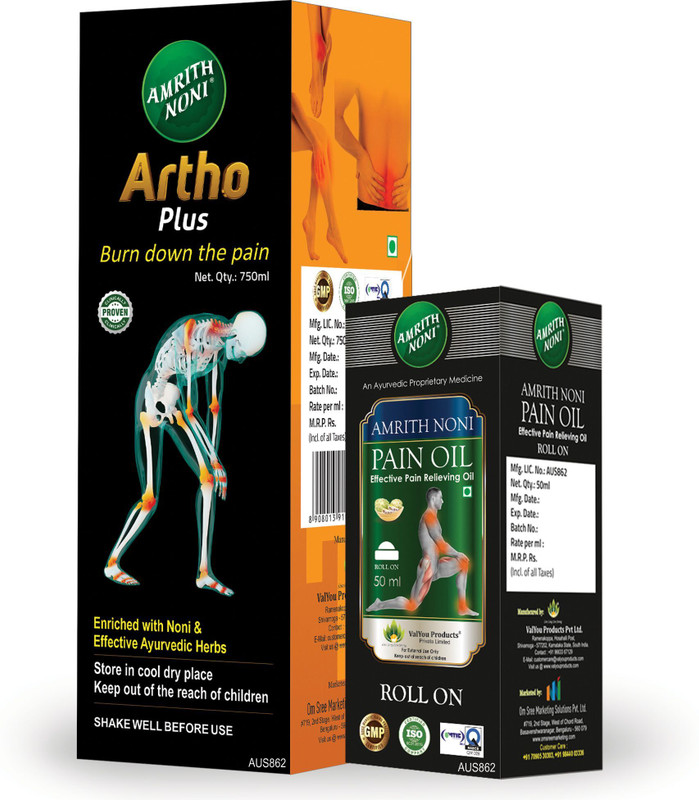 AMRITH NONI Artho Plus 750ml & Pain Roll On Oil 50ml - Ayurvedic Pain Relief Combo(Pack of 2, 750 ml)