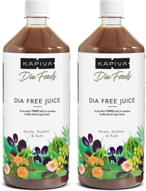 Kapiva Dia Free Juice - Controls Blood Sugar Levels(Pack of 2, 2 L)