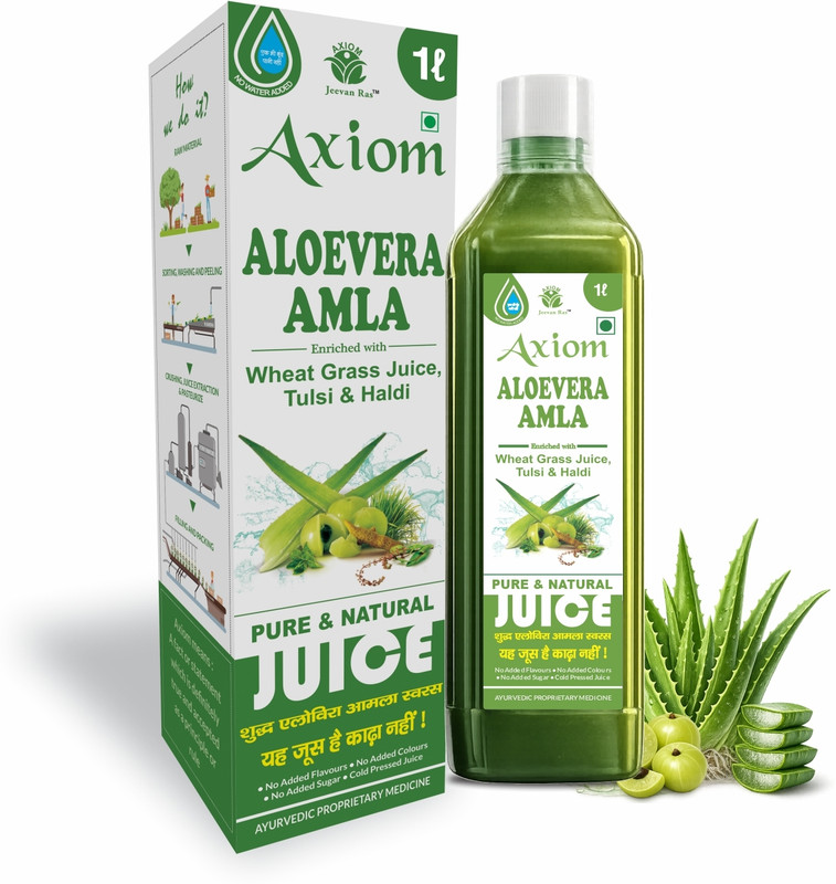 AXIOM Aloevera Amla Juice 1 Litre|Ayurvedic_ Juice | Boosts Immunity | Helps to purify Blood | Helps in Digestion | Healthy Eyes | 100% Natural WHO GMP, GLP Certified Product(1000 ml)