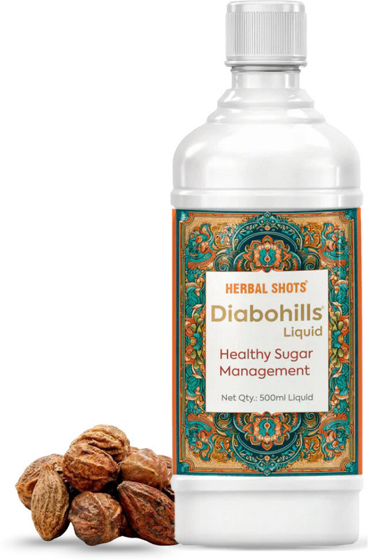 Herbal Shots Diabohills Syrup 500ml with Karela Jamun by Herbal Hills(500 ml)