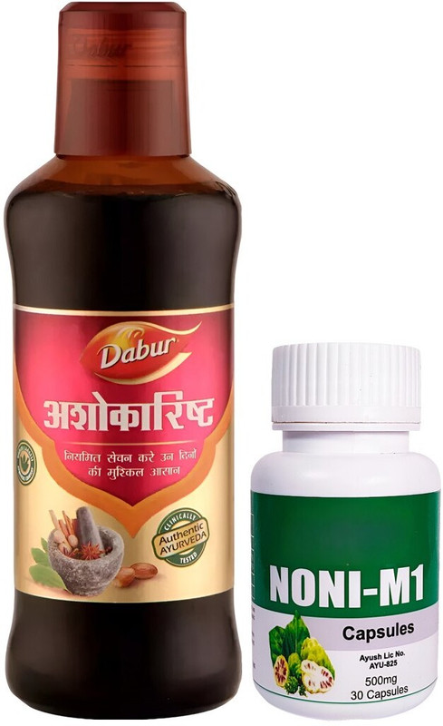 Dabur Ashokarishta Syrup With NONI-M1 (30 Capsules)(Pack of 2, 450 ml, 30 Capsules)