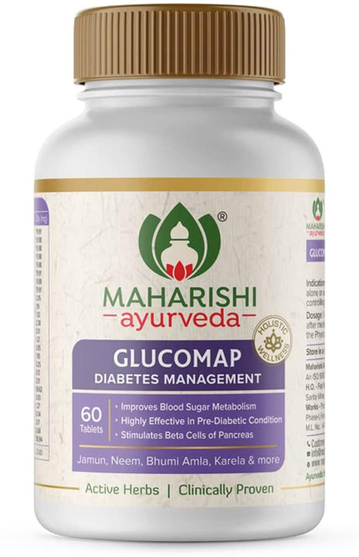 MAHARISHI ayurveda Glucomap, Diabetes Management, Jamun, Karela, Neem, Control Blood Sugar levels(60 Tablets)