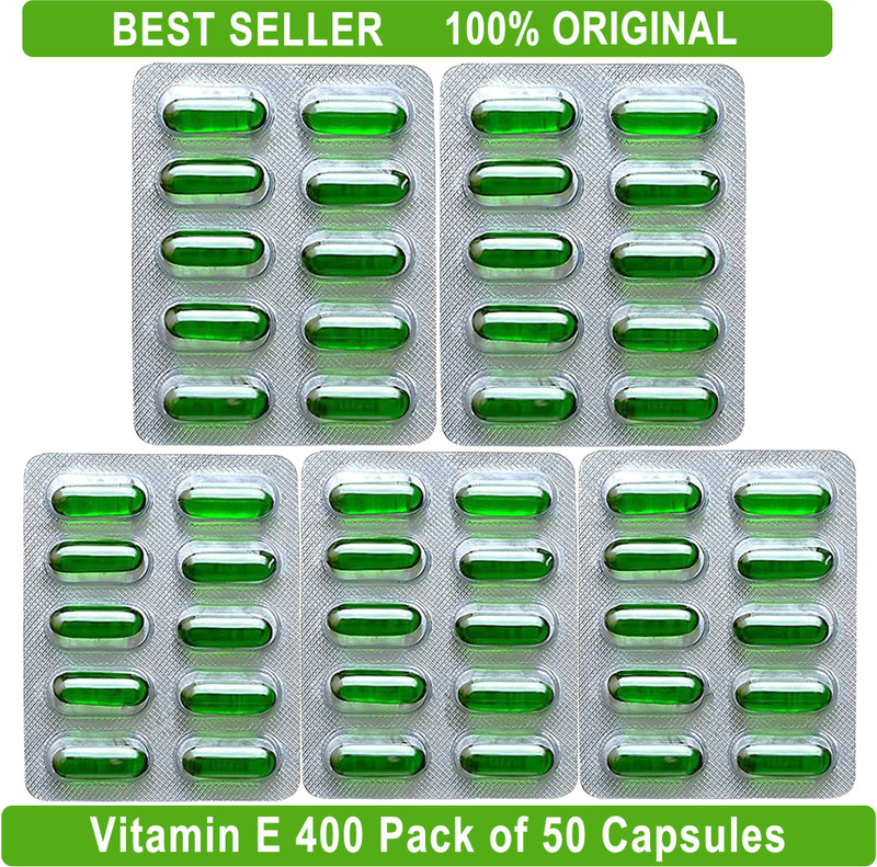BEST CHOICE NUTRITION Vitamin E Soft Capsules | Face Glow, Pimple Reduction & Hair Care Supplement(50 Capsules)