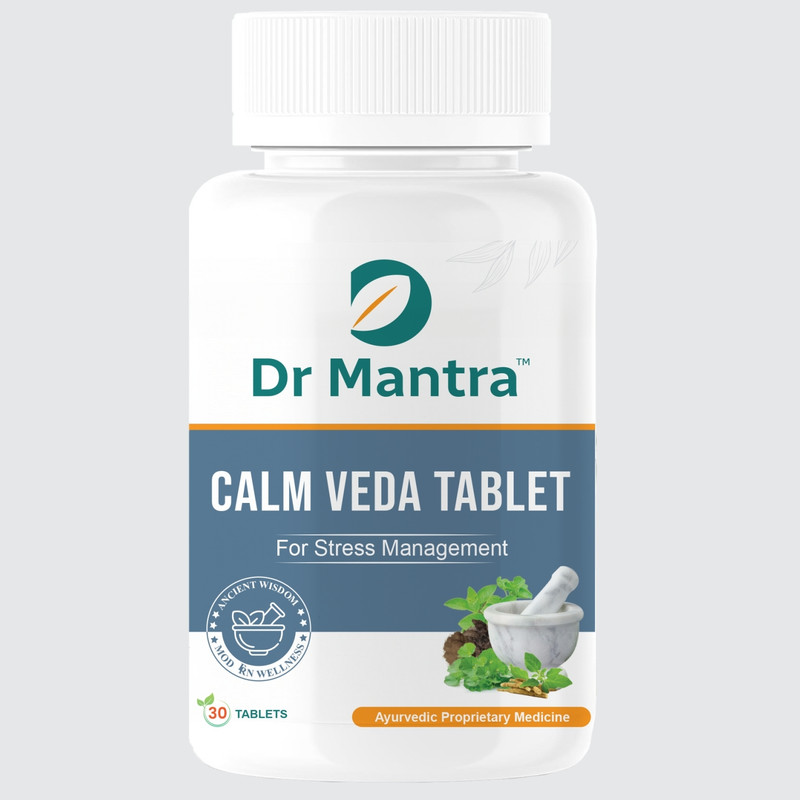 DrMantra Calm Veda Stress Management 30 Tablets | Ayurvedic Anti-Stress Tablets(30 Tablets)