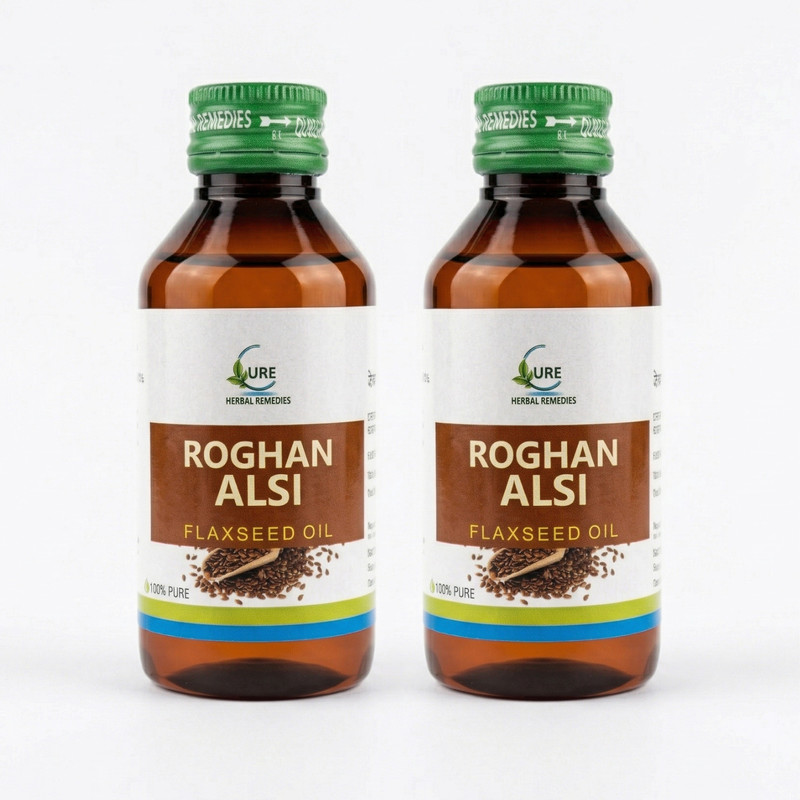CURE HERBAL REMEDIES Roghan Alsi | Cold Pressed Flaxseed Oil | For Hair, Skin & Joint Pain(Pack of 2, 100 ml)