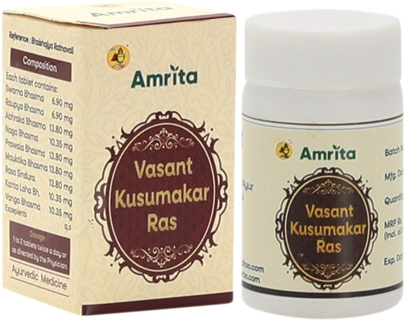 amrita Vasant Kusumakar Ras Natural Ayurvedic Support for Diabetes & Overall Wellness(10 Tablets)