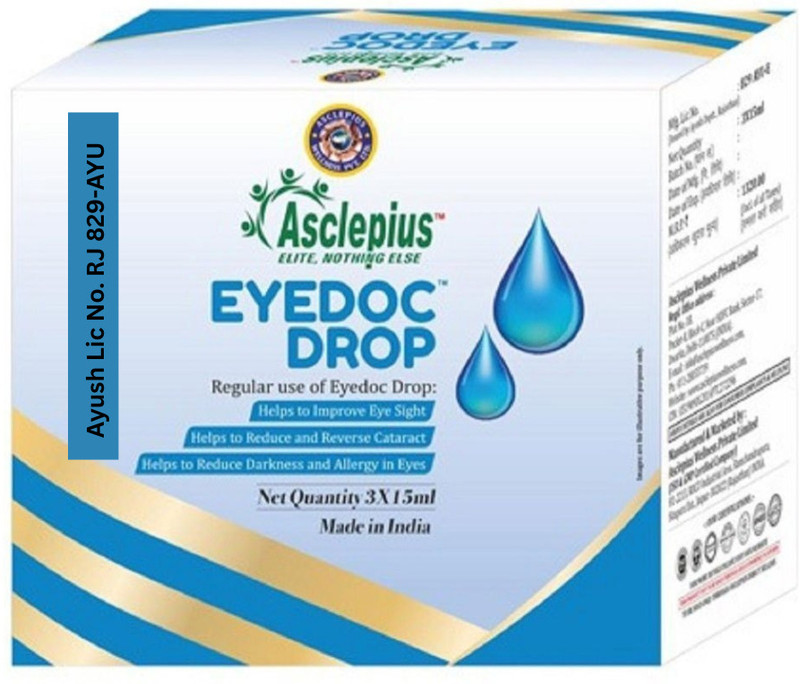 Asclepius EYEDOC DROP Ayurvedic Natural Eye Care with Rose Petals(Pack of 3, 15 ml)
